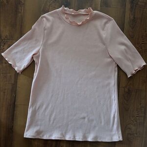 Elegant Light Pink Ruffled Women's Blouse